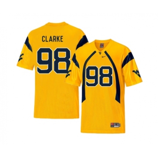 West Virginia Mountaineers 98 Will Clarke Gold College Football Jersey