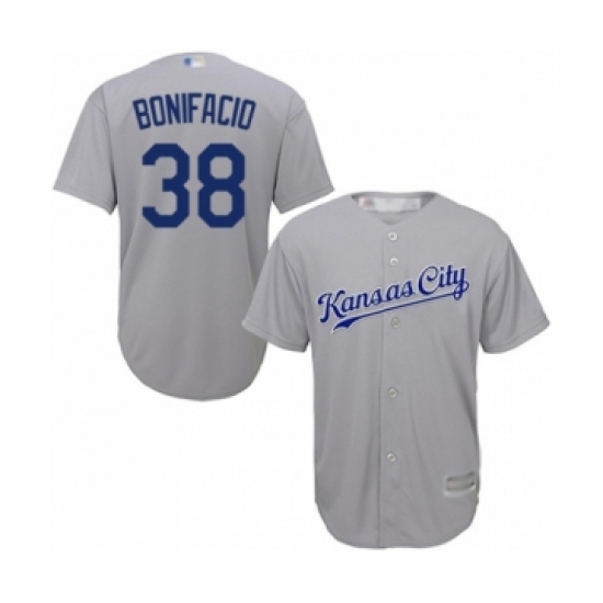 Youth Kansas City Royals 38 Jorge Bonifacio Authentic Grey Road Cool Base Baseball Player Jersey