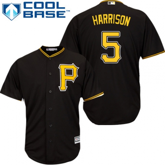 Men's Majestic Pittsburgh Pirates 5 Josh Harrison Replica Black Alternate Cool Base MLB Jersey