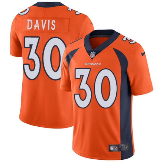 Men's Nike Denver Broncos 30 Terrell Davis Orange Team Color Vapor Untouchable Limited Player NFL Jersey