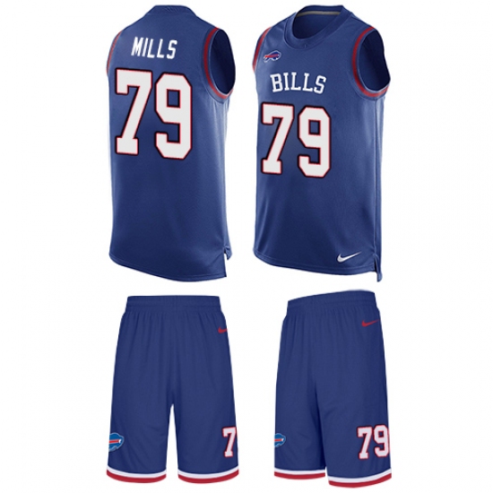 Men's Nike Buffalo Bills 79 Jordan Mills Limited Royal Blue Tank Top Suit NFL Jersey