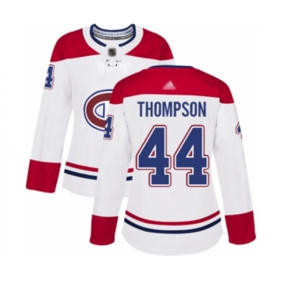 Women's Montreal Canadiens 44 Nate Thompson Authentic White Away Hockey Jersey