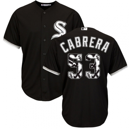 Men's Majestic Chicago White Sox 53 Melky Cabrera Authentic Black Team Logo Fashion Cool Base MLB Jersey