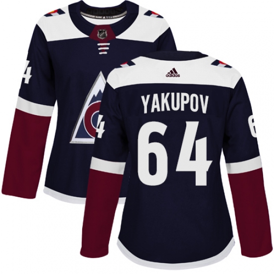 Women's Adidas Colorado Avalanche 64 Nail Yakupov Authentic Navy Blue Alternate NHL Jersey