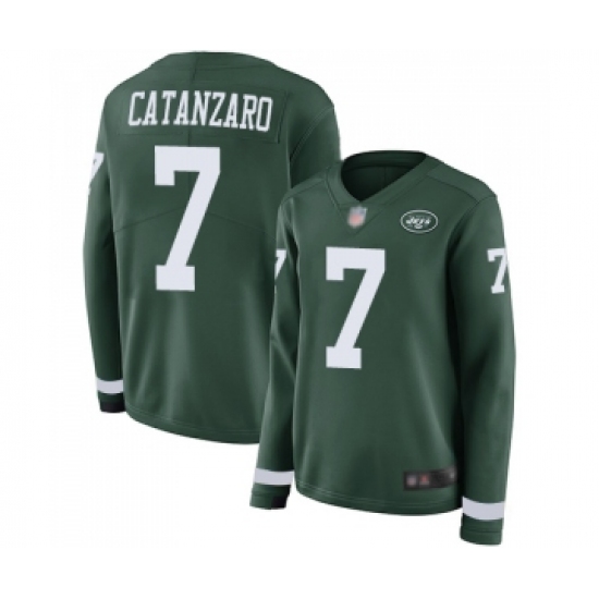 Women's New York Jets 7 Chandler Catanzaro Limited Green Therma Long Sleeve Football Jersey