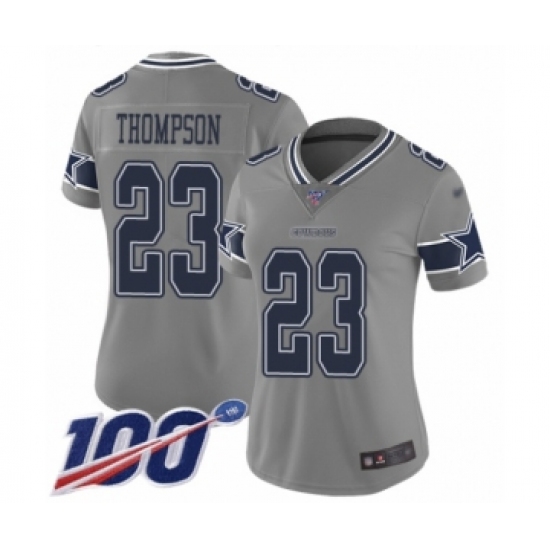 Women's Dallas Cowboys 23 Darian Thompson Limited Gray Inverted Legend 100th Season Football Jersey