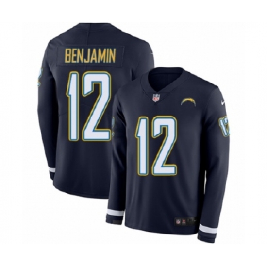 Youth Nike Los Angeles Chargers 12 Travis Benjamin Limited Navy Blue Therma Long Sleeve NFL Jersey