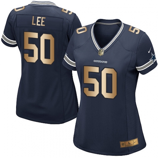 Women's Nike Dallas Cowboys 50 Sean Lee Elite Navy/Gold Team Color NFL Jersey