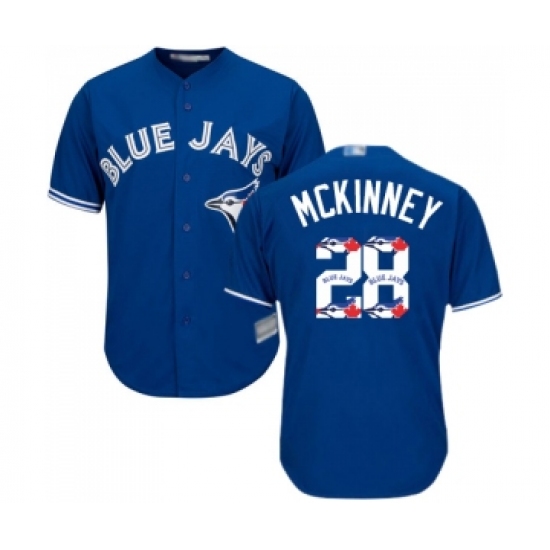 Men's Toronto Blue Jays 28 Billy McKinney Authentic Blue Team Logo Fashion Baseball Jersey
