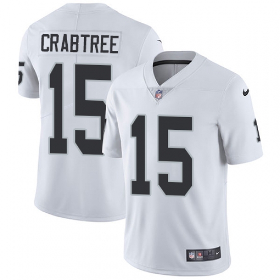 Youth Nike Oakland Raiders 15 Michael Crabtree Elite White NFL Jersey