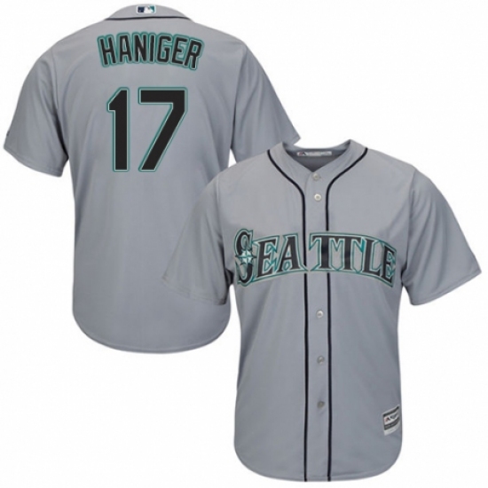 Men's Majestic Seattle Mariners 17 Mitch Haniger Replica Grey Road Cool Base MLB Jersey