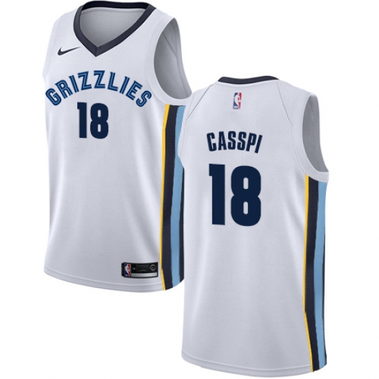Men's Nike Memphis Grizzlies 18 Omri Casspi Swingman White NBA Jersey - Association Edition