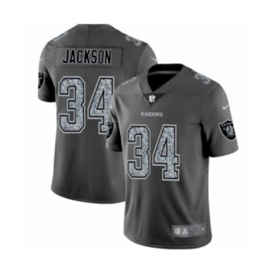 Men's Oakland Raiders 34 Bo Jackson Limited Gray Static Fashion Limited Football Jersey