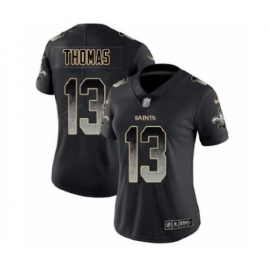 Women's New Orleans Saints 13 Michael Thomas Limited Black Smoke Fashion Football Jersey