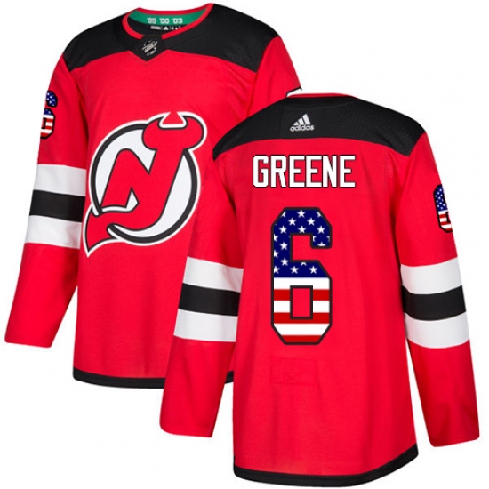 Men's Adidas New Jersey Devils 6 Andy Greene Authentic Red USA Flag Fashion NHL Jersey