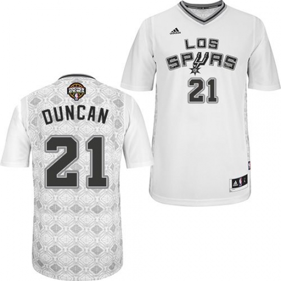 Men's Adidas San Antonio Spurs 21 Tim Duncan Authentic White New Latin Nights NBA Jersey