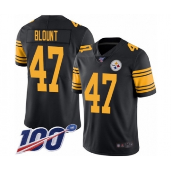 Youth Pittsburgh Steelers 47 Mel Blount Limited Black Rush Vapor Untouchable 100th Season Football Jersey