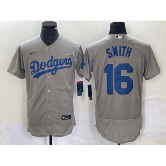 Men's Nike Los Angeles Dodgers 16 Will Smith Grey Stitched Flex Base Jersey