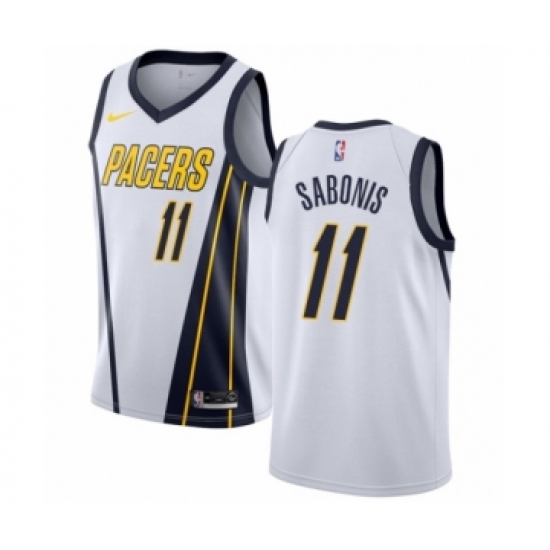 Men's Nike Indiana Pacers 11 Domantas Sabonis White Swingman Jersey - Earned Edition