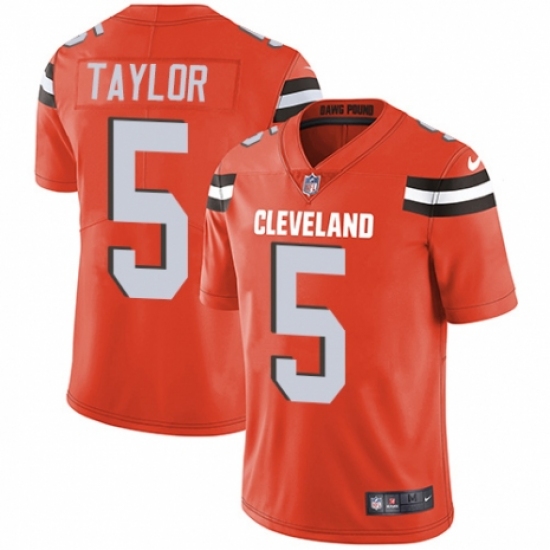Youth Nike Cleveland Browns 5 Tyrod Taylor Orange Alternate Vapor Untouchable Limited Player NFL Jersey