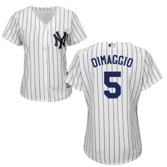Women's Majestic New York Yankees 5 Joe DiMaggio Replica White Home MLB Jersey