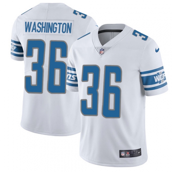 Men's Nike Detroit Lions 36 Dwayne Washington White Vapor Untouchable Limited Player NFL Jersey