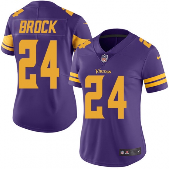 Women's Nike Minnesota Vikings 24 Tramaine Brock Limited Purple Rush Vapor Untouchable NFL Jersey