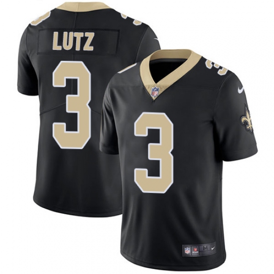 Men's Nike New Orleans Saints 3 Will Lutz Black Team Color Vapor Untouchable Limited Player NFL Jersey