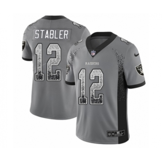 Youth Nike Oakland Raiders 12 Kenny Stabler Limited Gray Rush Drift Fashion NFL Jersey
