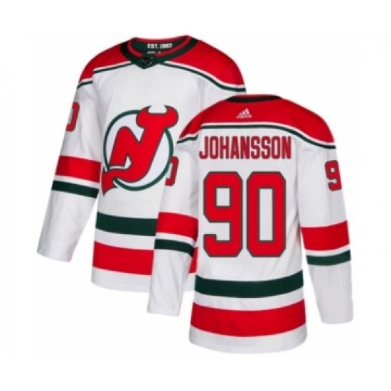Men's Adidas New Jersey Devils 90 Marcus Johansson Authentic White Alternate NHL Jersey