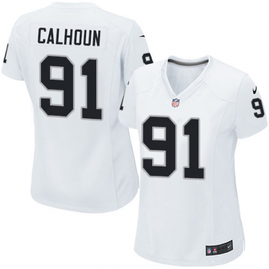 Women's Nike Oakland Raiders 91 Shilique Calhoun Game White NFL Jersey