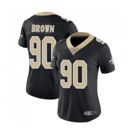 Women's New Orleans Saints 90 Malcom Brown Black Team Color Vapor Untouchable Limited Player Football Jersey