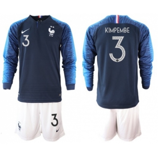 France 3 Kimpembe Home Long Sleeves Soccer Country Jersey