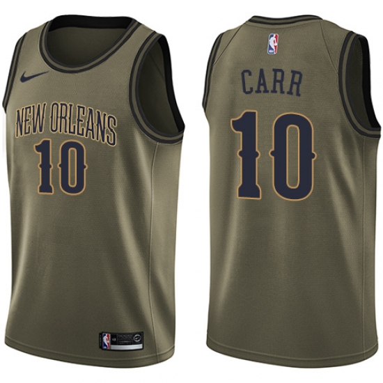 Men's Nike New Orleans Pelicans 10 Tony Carr Swingman Green Salute to Service NBA Jersey