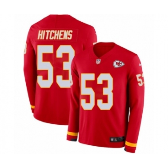Youth Nike Kansas City Chiefs 53 Anthony Hitchens Limited Red Therma Long Sleeve NFL Jersey