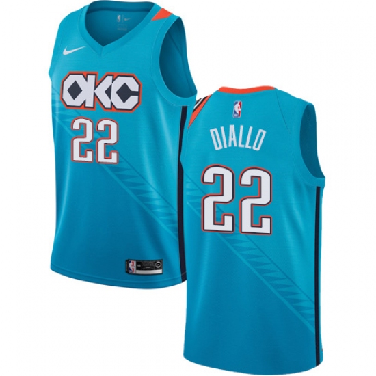 Men's Nike Oklahoma City Thunder 22 Hamidou Diallo Swingman Turquoise NBA Jersey - City Edition