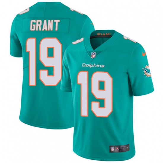 Youth Nike Miami Dolphins 19 Jakeem Grant Aqua Green Team Color Vapor Untouchable Limited Player NFL Jersey