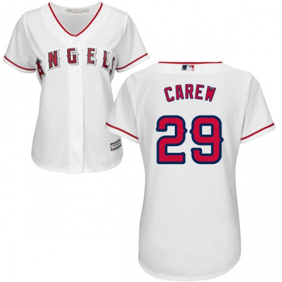 Women's Majestic Los Angeles Angels of Anaheim 29 Rod Carew Authentic White Home Cool Base MLB Jersey