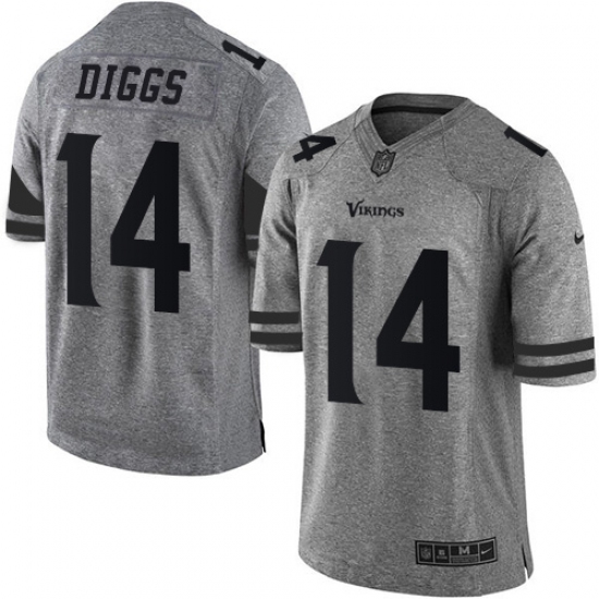 Men's Nike Minnesota Vikings 14 Stefon Diggs Limited Gray Gridiron NFL Jersey