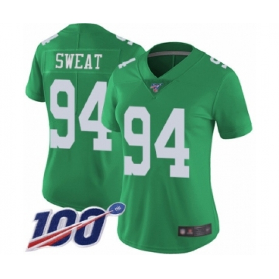 Women's Philadelphia Eagles 94 Josh Sweat Limited Green Rush Vapor Untouchable 100th Season Football Jersey
