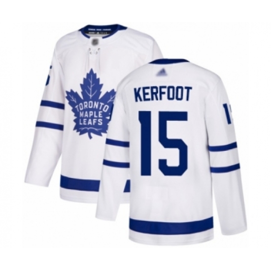 Men's Toronto Maple Leafs 15 Alexander Kerfoot Authentic White Away Hockey Jersey