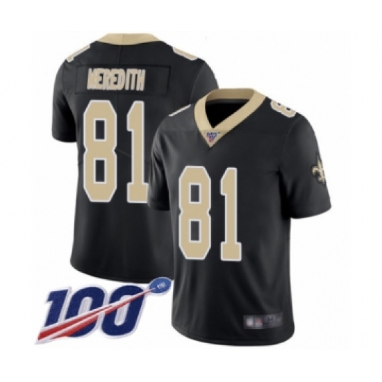Men's New Orleans Saints 81 Cameron Meredith Black Team Color Vapor Untouchable Limited Player 100th Season Football Jersey
