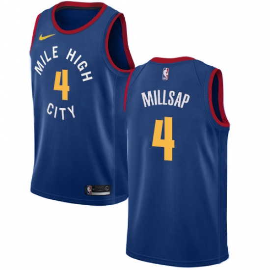 Men's Nike Denver Nuggets 4 Paul Millsap Swingman Light Blue Alternate NBA Jersey Statement Edition