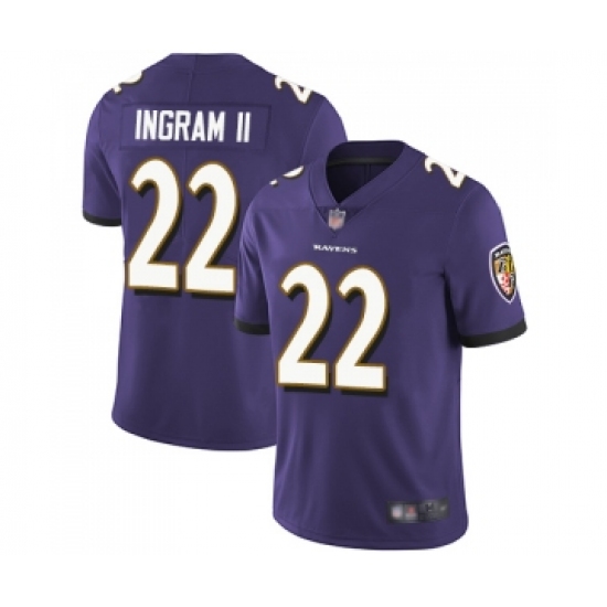 Youth Baltimore Ravens 22 Mark Ingram II Purple Team Color Vapor Untouchable Limited Player Football Jersey