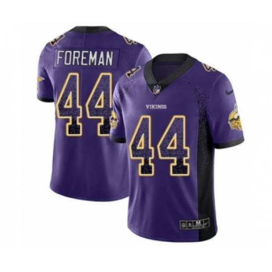 Men's Nike Minnesota Vikings 44 Chuck Foreman Limited Purple Rush Drift Fashion NFL Jersey