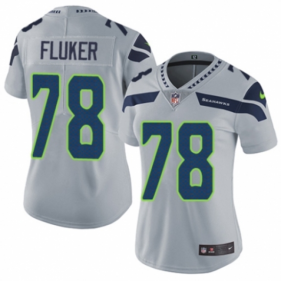 Women's Nike Seattle Seahawks 78 D.J. Fluker Grey Alternate Vapor Untouchable Elite Player NFL Jersey