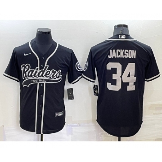 Men's Las Vegas Raiders 34 Bo Jackson Black Stitched MLB Cool Base Nike Baseball Jersey
