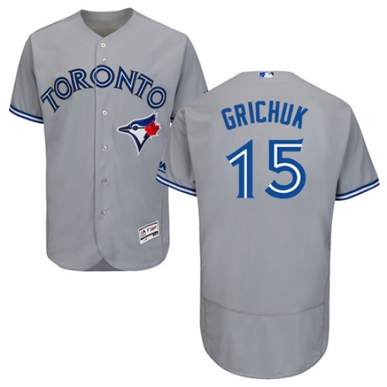 Men's Majestic Toronto Blue Jays 15 Randal Grichuk Grey Road Flex Base Authentic Collection MLB Jersey