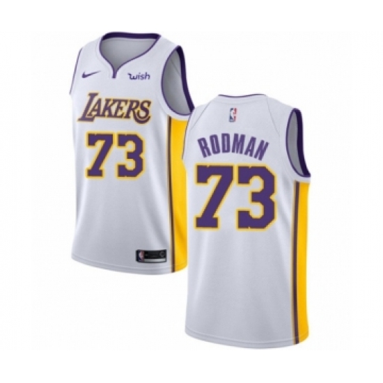 Men's Los Angeles Lakers 73 Dennis Rodman Authentic White Basketball Jersey - Association Edition