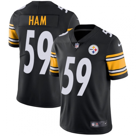 Men's Nike Pittsburgh Steelers 59 Jack Ham Black Team Color Vapor Untouchable Limited Player NFL Jersey